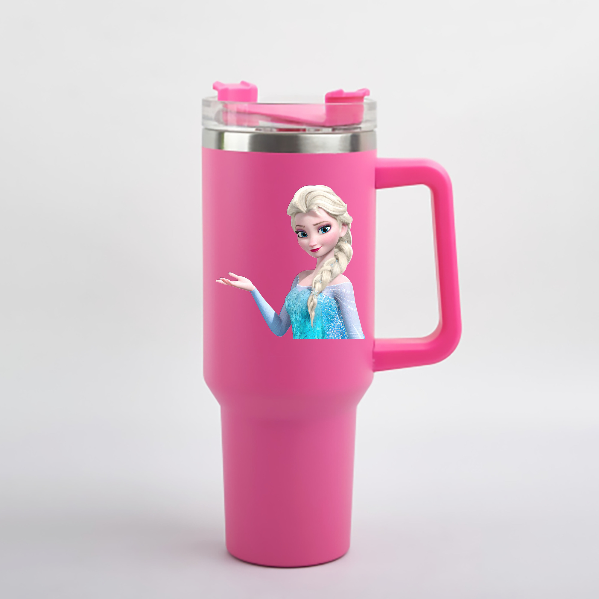 （画像用） アナと雪の女王 アンナ エルサ Frozen Anna Elsa 1200mL車用タンブラー - クリスタルステッカー（プラスチックストロー付き）